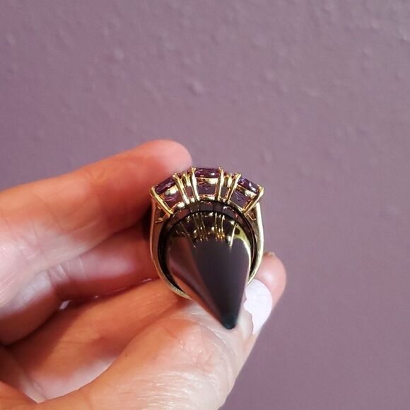 Amethyst Gold Plated Sterling Silver Ring! Stamped 925 China. Size 8. - Picture 4 of 8
